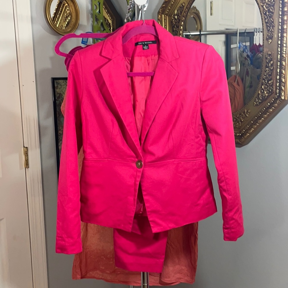 Hot Pink Zac & Rachel Pantsuit 2 Piece Suit Jacket & Pants Size 4